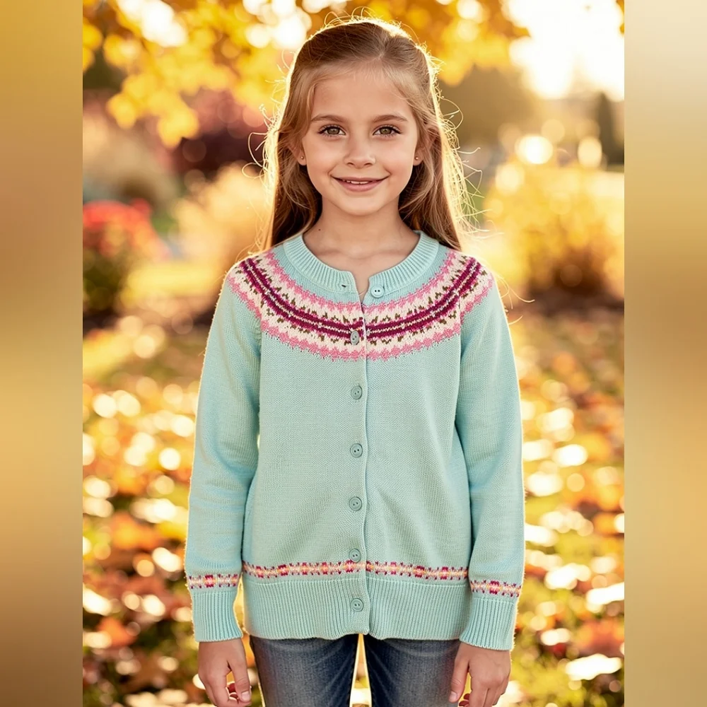 Old Navy Girl's Pastel Button Up Sweater Size 5